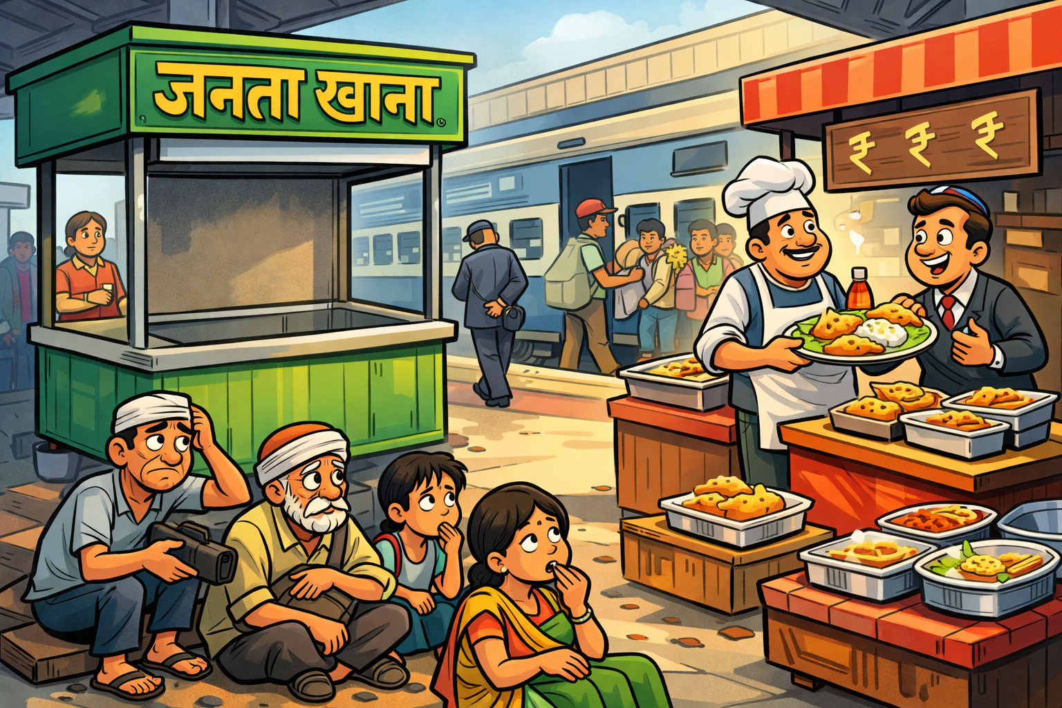 सस्ता जनता खाना गायब, महंगे खाने के भरोसे मजबूर यात्री