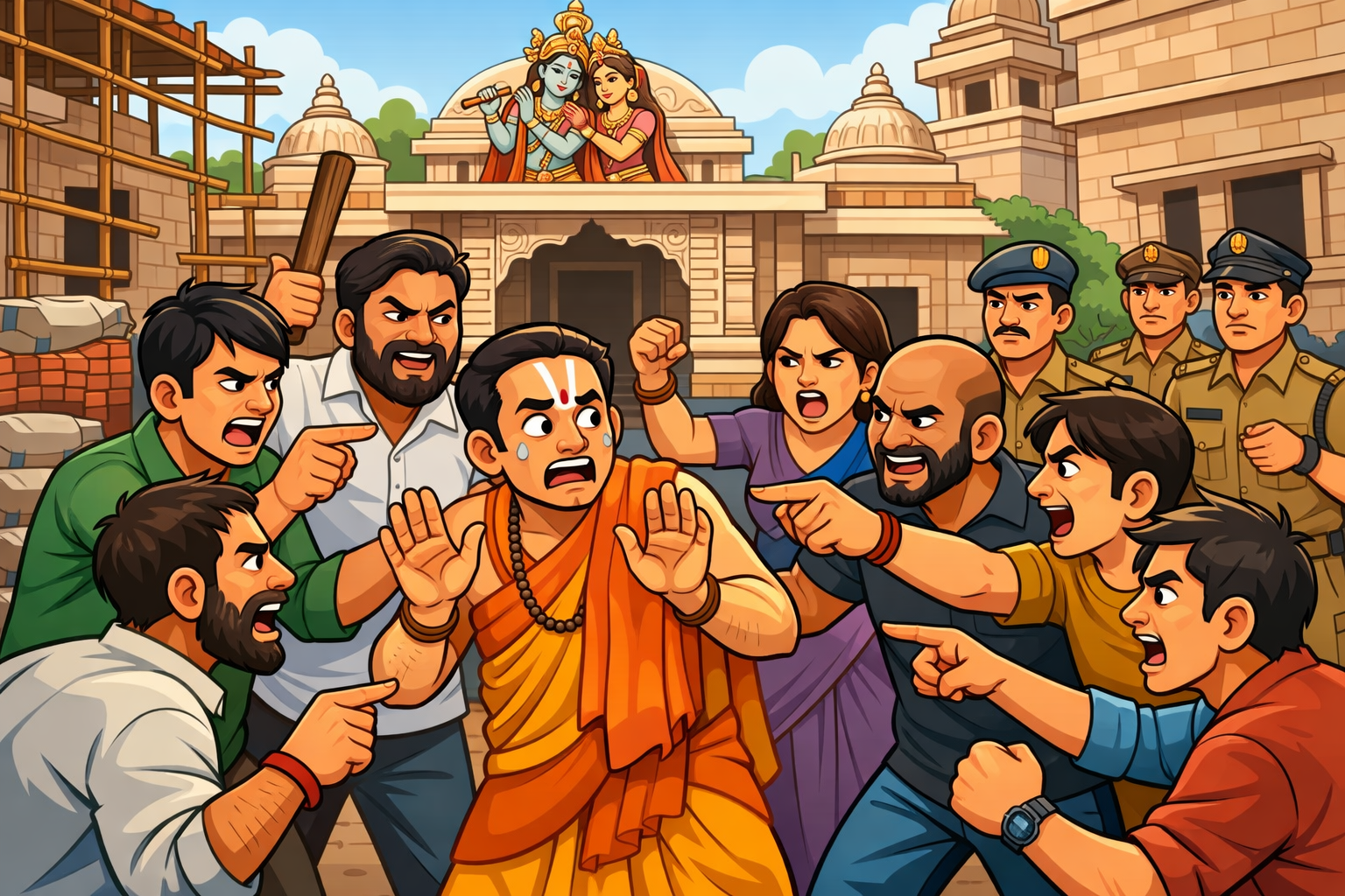 वृन्दावन में मंदिर संपत्ति विवाद में 9 नामजद समेत अज्ञातों पर केस दर्ज