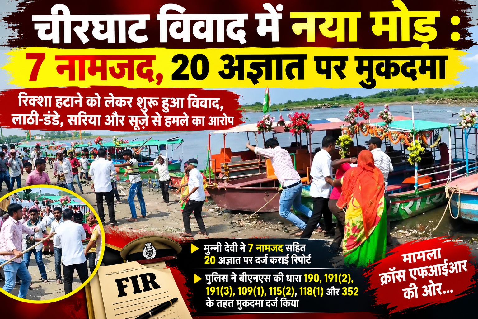 चीरघाट विवाद में नया मोड़ : 7 नामजद, 20 अज्ञात पर मुकदमा